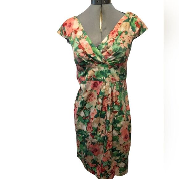 TALBOTS watercolor floral tie back sheath dress NWT Women's Size 2 Petite - Picture 4 of 12